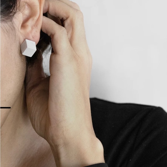 Urban Olive Design Concrete Cube Earrings - Picture 4 of 8